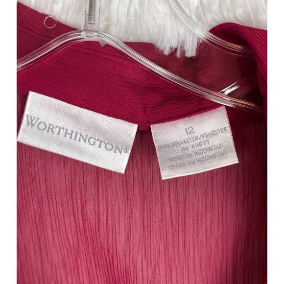 Worthington Size 12 Short Sleeve Two Piece Sheer Cardigan & Tank Top Burgundy - Picture 5 of 10